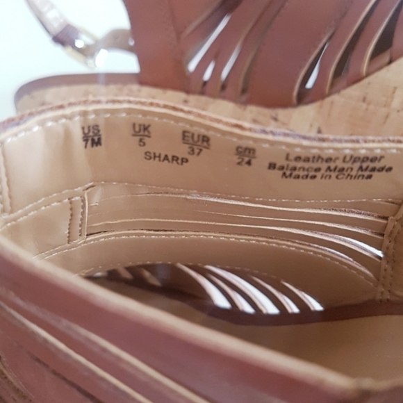 FRANCO SARTO Brown Leather Platform Cork Wedges - Picture 8 of 13